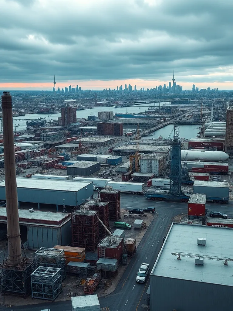 Wide angle industrial and urban landscape of Ontario region