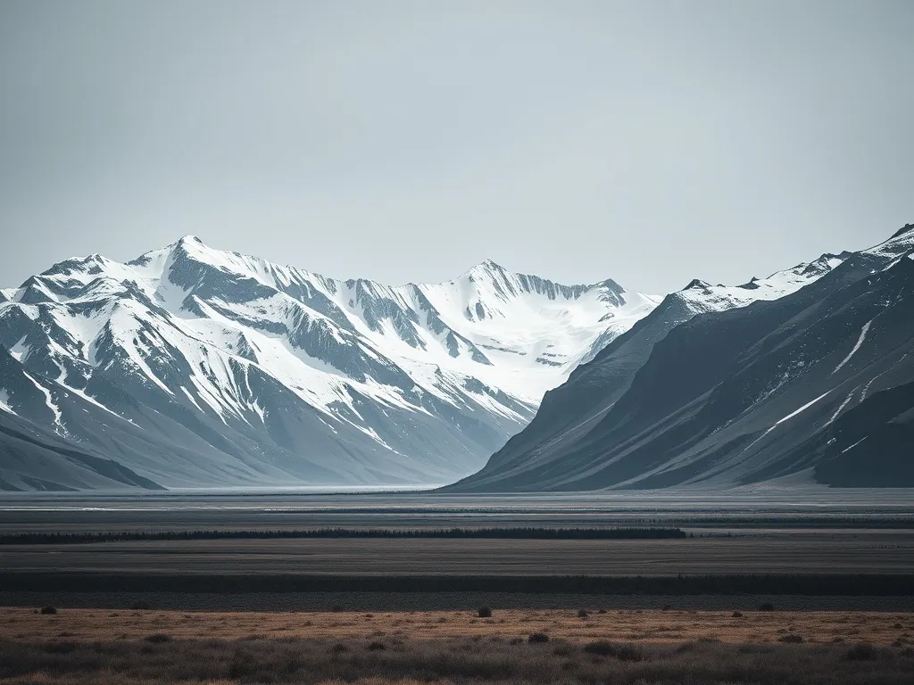 A wide minimalist landscape of the Canadian Rockies transiti